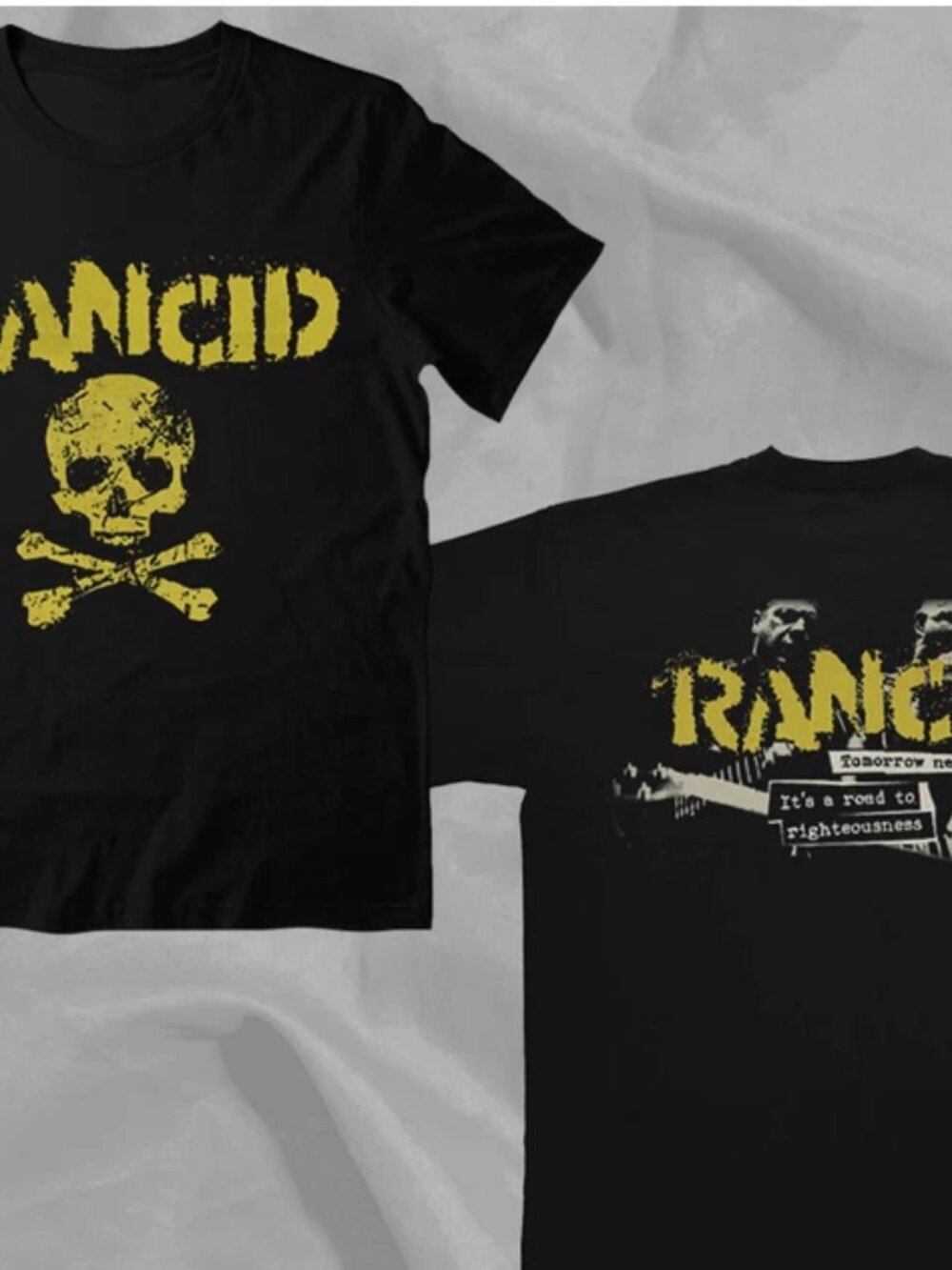 Rancid 90s Punk Rock Band Retro Black Double Sided T-Shirt
